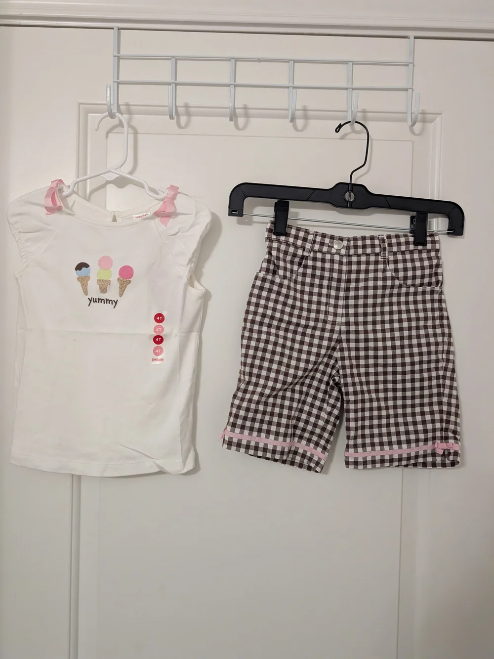 Gymboree Ice Cream Social 2pc Outfit NWT Top 4T Gingham Shorts 5T 2007